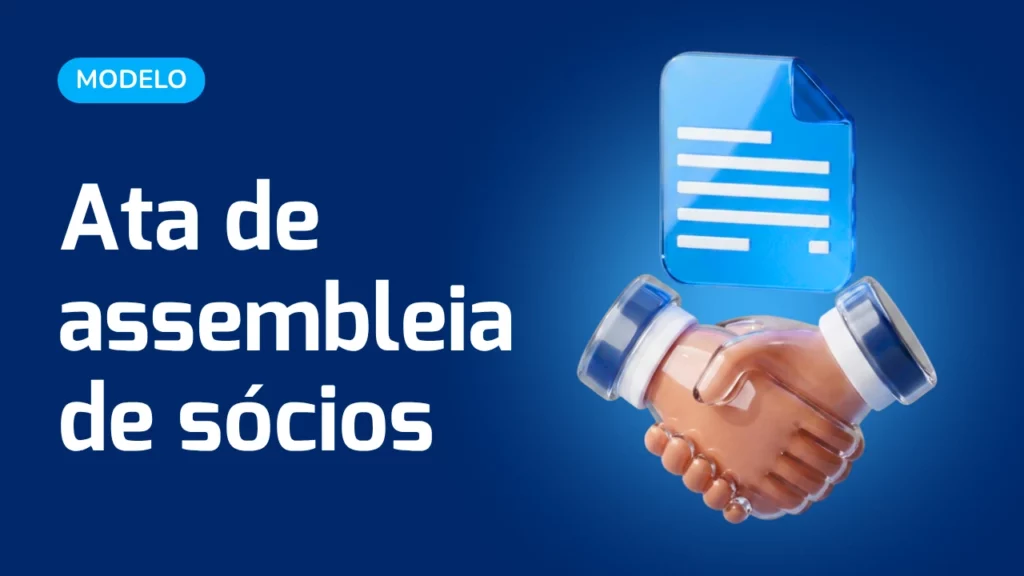 Modelo de ata de assembleia de sócios em um tablet.