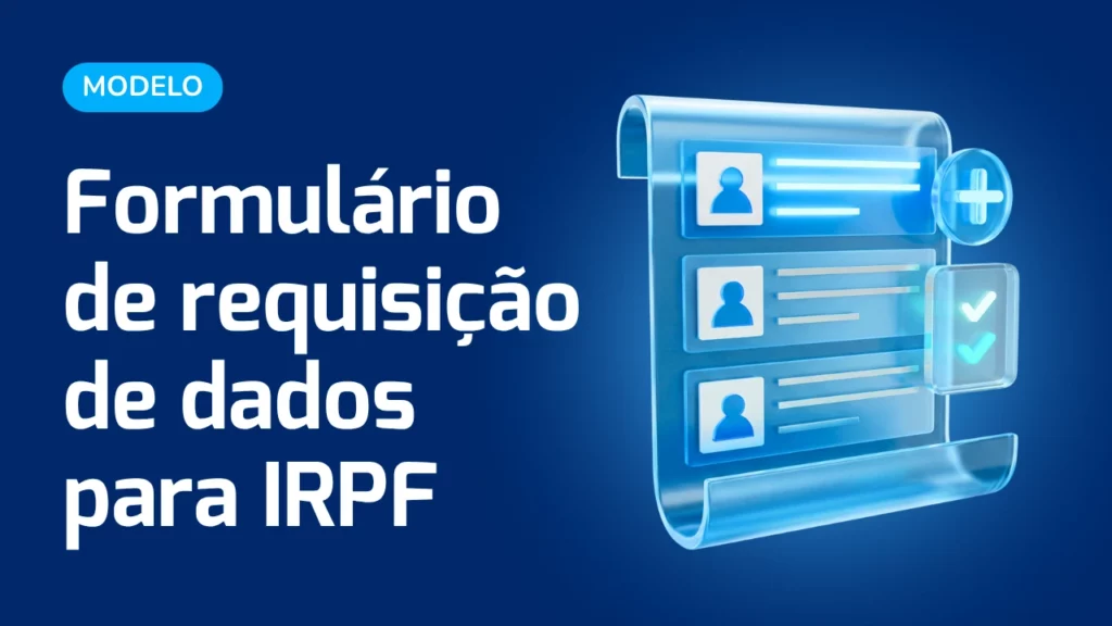 Formulário de requisição de dados para IRPF sendo apontado por mãos.